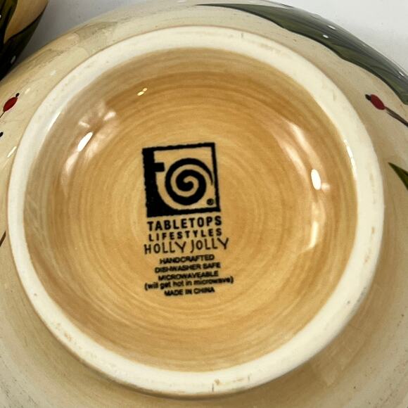Tabletops Lifestyles Holly Jolly Snowman Cereal Soup Bowls x2 6" Christmas - Picture 6 of 10